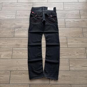 Y2K Black True Religion Grunge Distress Straight Denim Jeans